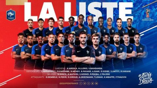 2018世界杯法国国家足球队23人大名单